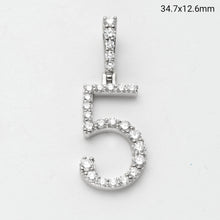 Load image into Gallery viewer, 14KW 1.05CTW DIAMOND SINGLE ROW NUMBER PENDANT