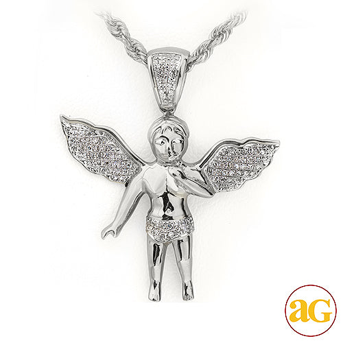 10KW 0.25CTW DIAMOND ANGEL PENDANT