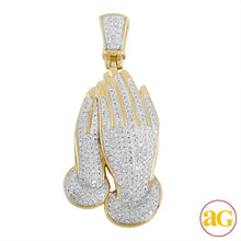 Cargar imagen en el visor de la galería, 10KY 1.25CTW DIAMOND PRAYING HANDS PENDANT