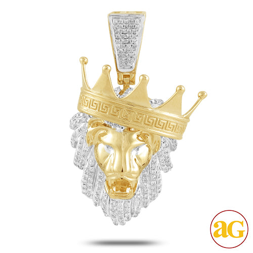 10KY 1.00CTW DIAMOND LION HEAD WITH TILTED CROWN