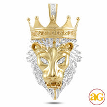 Cargar imagen en el visor de la galería, 10KY 1.25CTW DIAMOND LION HEAD WITH CROWN