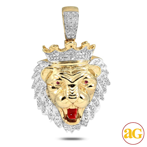 10KY 0.85CTW DIAMOND LION HEAD PENDANT