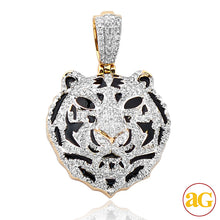 Cargar imagen en el visor de la galería, 10KY 1.75CTW DIAMOND TIGER HEAD PENDANT