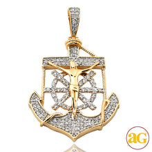 Load image into Gallery viewer, 14KY 0.70CTW DIAMOND ANCHOR JESUS PENDANT