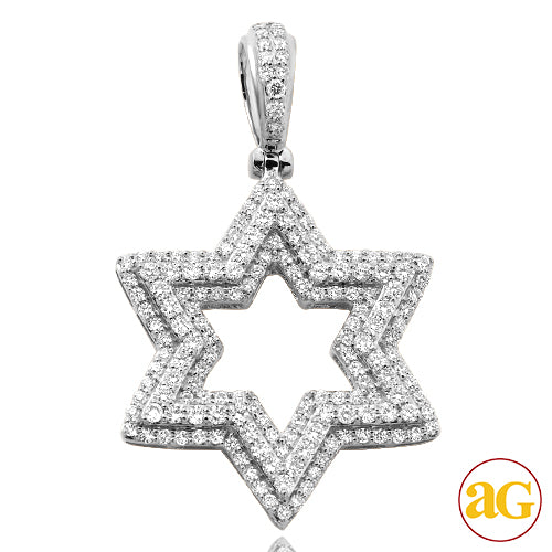 14KW 1.85CTW DIAMOND 'STAR OF DAVID' PENDANT