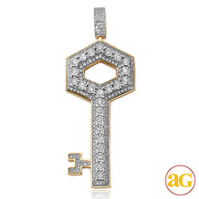 Cargar imagen en el visor de la galería, 10KY 0.65CTW ILLUSION SET DIAMOND 3-D KEY PENDANT