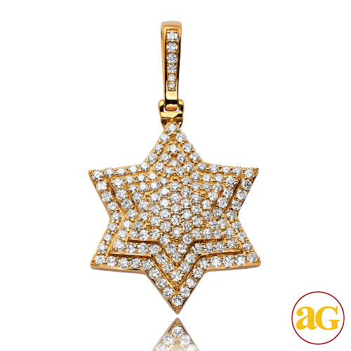 14KY 3.50CTW DIAMOND 3-D 'STAR OF DAVID' PENDANT