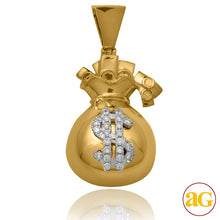 Cargar imagen en el visor de la galería, 10KY 0.50CTW DIAMOND $ MONEYBAG PENDANT