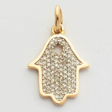 Cargar imagen en el visor de la galería, 14KY 0.20CTW DIAMOND HAMZA PENDANT - 0.5&quot;