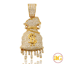 Cargar imagen en el visor de la galería, 14KY 3.85CTW DIAMOND DRIPPING MONEY BAG PENDANT