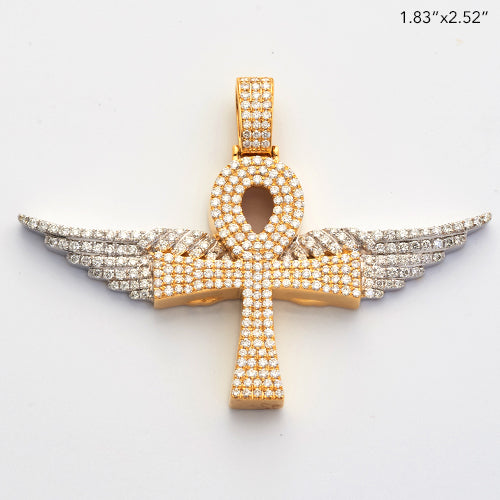 10KY+W TWO TONE 3.10CTW DIAMOND ANKH CROSS WITH