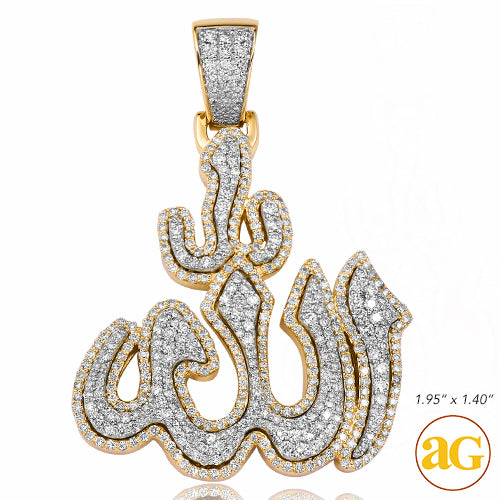 10KY+W TWO TONE 2.75CTW DIAMOND 'ALLAH' PENDANT