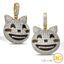 Cargar imagen en el visor de la galería, 10KY 1.35CTW DIAMOND EMOJI PENDANT W/BLACK ENAMEL