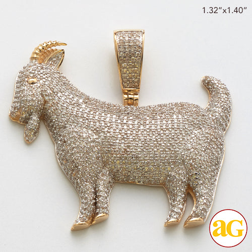 10KY 1.85CTW DIAMOND GOAT PENDANT