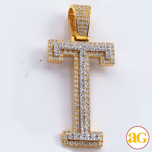 10KY+W 3.05CTW DIAMOND TWO TONE INITIAL PENDANT