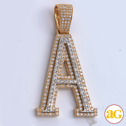 10KY+W 3.10CTW DIAMOND TWO TONE INITIAL PENDANT