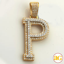 Load image into Gallery viewer, 10KY +W 2.90CTW TWO TONE DIAMOND INITIAL PENDANT