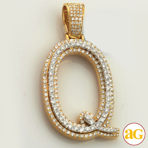 10KY+W 3.85CTW TWO TONE DIAMOND INITIAL PENDANT