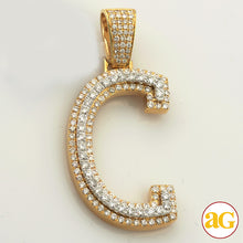 Load image into Gallery viewer, 10KY+W 3.00CTW TWO TONE DIAMOND INITIAL PENDANT