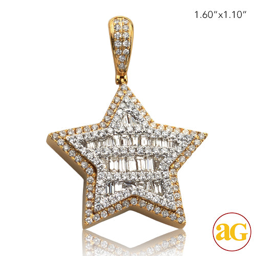 10KY 2.75CTW BAGUETTE DIAMOND STAR PENDANT