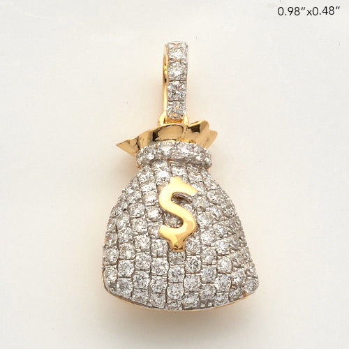 10KY 1.20CTW DIAMOND PUFFED MONEY BAG PENDANT