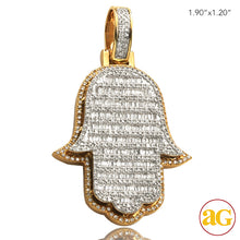 Load image into Gallery viewer, 14KY 1.75CTW BAGUETTE DIAMOND 3-D HAMZA PENDANT