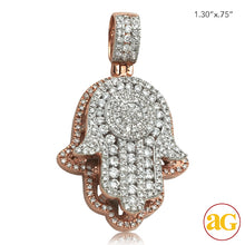 Cargar imagen en el visor de la galería, 14KR 1.20CTW DIAMOND HAMZA PENDANT - ROUND CLUSTER