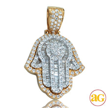 Load image into Gallery viewer, 14KY+W 2.00CTW TWO TONE DIAMOND HAMZAH PENDANT