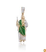 Load image into Gallery viewer, 10KY 0.25CTW DIAMOND ST. JUDE PENDANT WITH GREEN