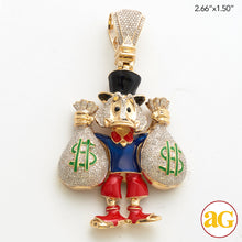 Cargar imagen en el visor de la galería, 10KY 1.50CTW DIAMOND DUCK WITH MONEY BAGS PENDANT