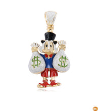 Cargar imagen en el visor de la galería, 10KY 3.75CTW DIAMOND DUCK WITH MONEY BAGS PENDANT