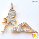 10KY 2.00CTW DIAMOND SITTING LADY PENDANT