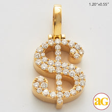 Cargar imagen en el visor de la galería, 10KY 1.15CTW DIAMOND $ DOLLAR SIGN PENDANT