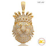 14KY 2.85CTW DIAMOND LION HEAD WITH CROWN