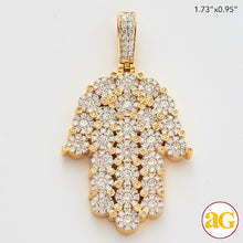 Load image into Gallery viewer, 14KY 2.10CTW DIAMOND ROUND CLUSTER HAMZA PENDANT