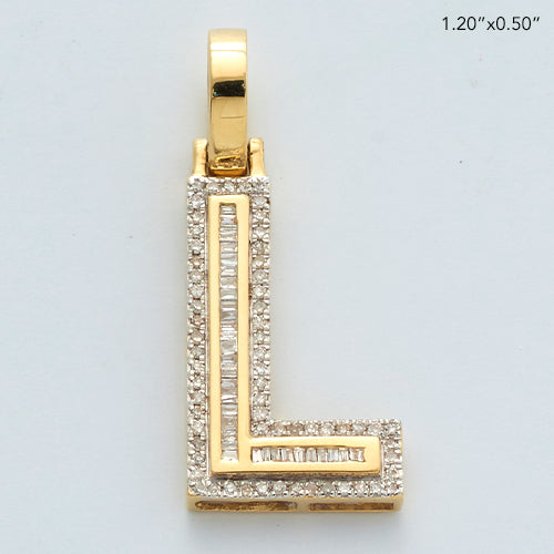 10KY 0.30CTW BAGUETTE DIAMOND INITIAL PENDANT