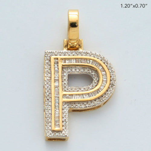 10KY 0.50CTW BAGUETTE DIAMOND INITIAL PENDANT