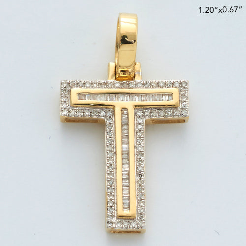 10KY 0.35CTW BAGUETTE DIAMOND INITIAL PENDANT