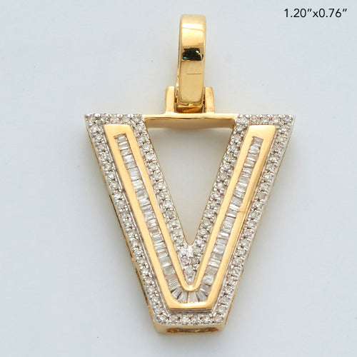 10KY 0.45CTW BAGUETTE DIAMOND INITIAL PENDANT