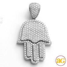 Cargar imagen en el visor de la galería, 10KW 3.50CTW DIAMOND 3-D HAMZA PENDANT