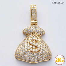 Load image into Gallery viewer, 14KY 1.65CTW DIAMOND MONEY BAG WITH $ SIGN PENDANT