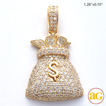 Load image into Gallery viewer, 14KY 2.00CTW DIAMOND MONEY BAG WITH GOLD $ SIGN