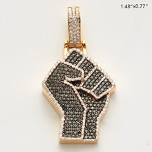 Cargar imagen en el visor de la galería, 10KY 1.40CTW BLACK AND WHITE DIAMOND FIST PENDANT