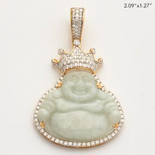 Cargar imagen en el visor de la galería, 10KY 1.65CTW DIAMOND KING BUDDHA JADE PENDANT