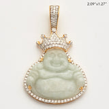 10KY 1.65CTW DIAMOND KING BUDDHA JADE PENDANT