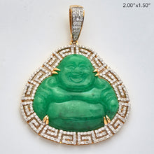 Cargar imagen en el visor de la galería, 10KY 1.60CTW DIAMOND JADE BUDDHA - GREEK KEY