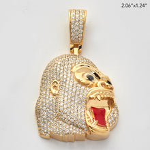 Cargar imagen en el visor de la galería, 10KY 4.85CTW DIAMOND ANGRY GORILLA FACE PENDANT