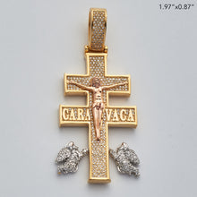 Cargar imagen en el visor de la galería, 14KY+W+R 0.65CTW DIAMOND &#39;CARA VACA&#39; CROSS PENDANT