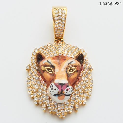 14KY 1.75CTW DIAMOND LION HEAD PENDANT W/DIAMOND