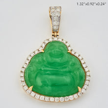 Cargar imagen en el visor de la galería, 10KY 0.70CTW DIAMOND JADE BUDDHA PENDANT